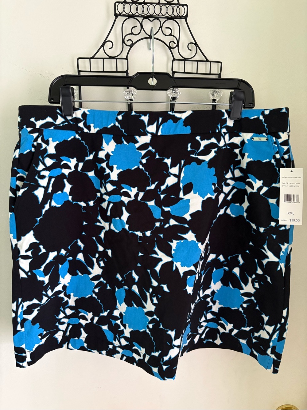 Rafaella Sportswear NWT Malibu Blue Floral Skort with sides pockets. Size XXL